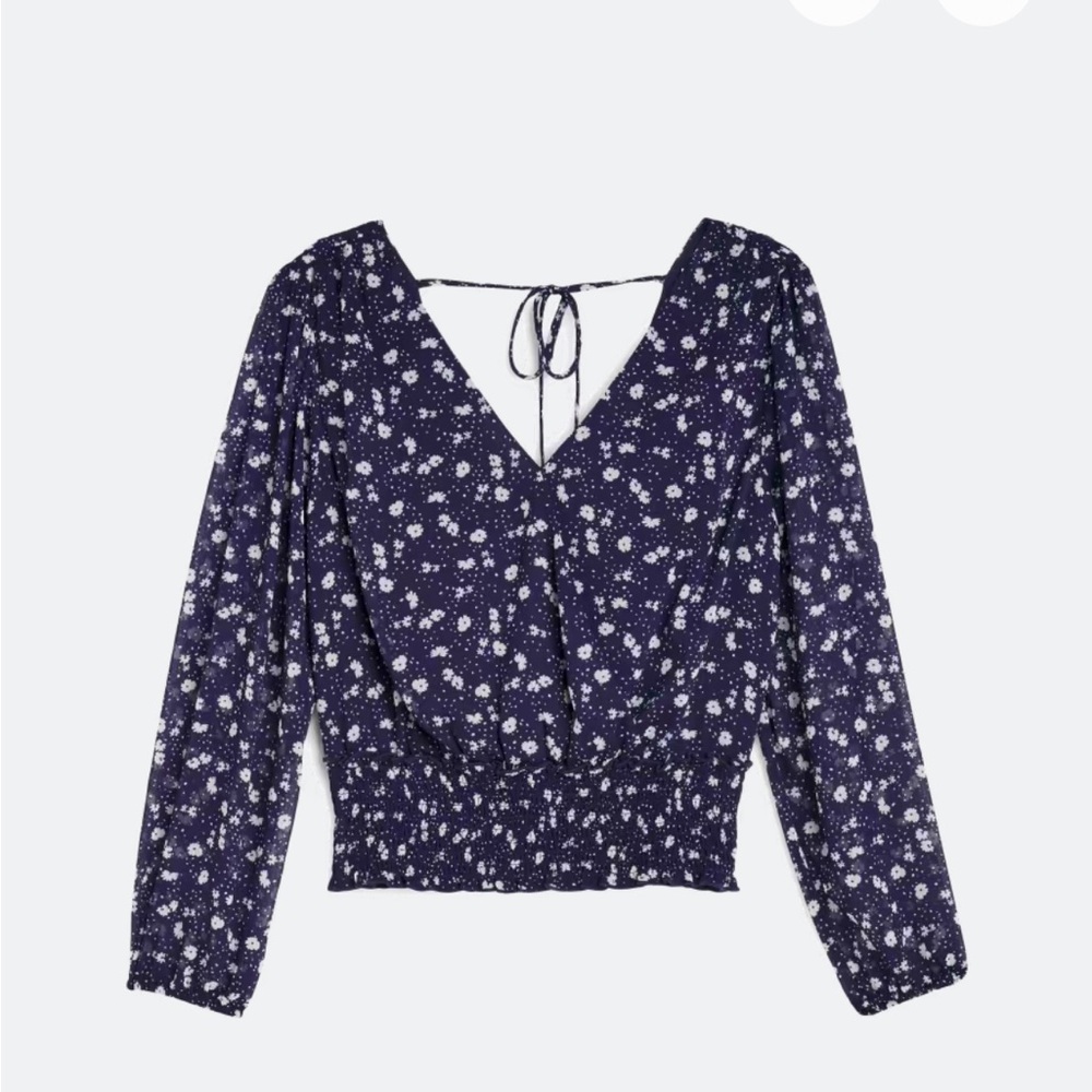 Floral Print Navy Blue Women's Top